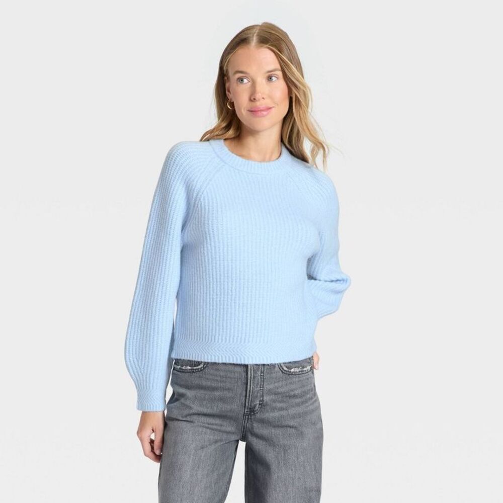 Women's Cozy Knit Crewneck Pullover Sweater - Universal Thread Blue XL